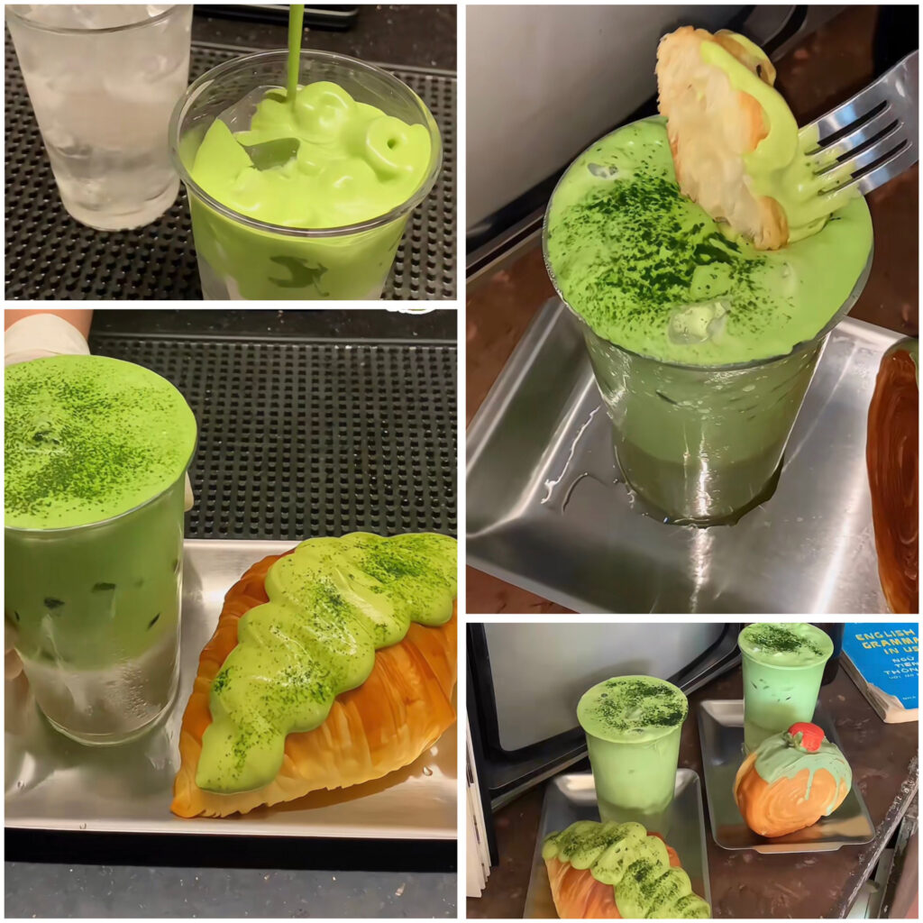 matcha latte nước dừa xanh