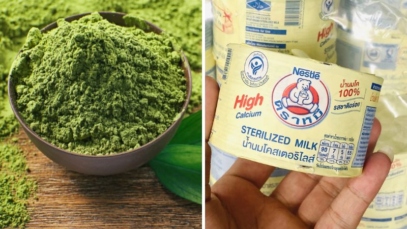 công thức matcha latte sữa gấu