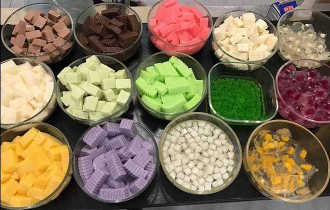 công thức pudding trứng,socola,matcha,môn,dưa lưới,dâu