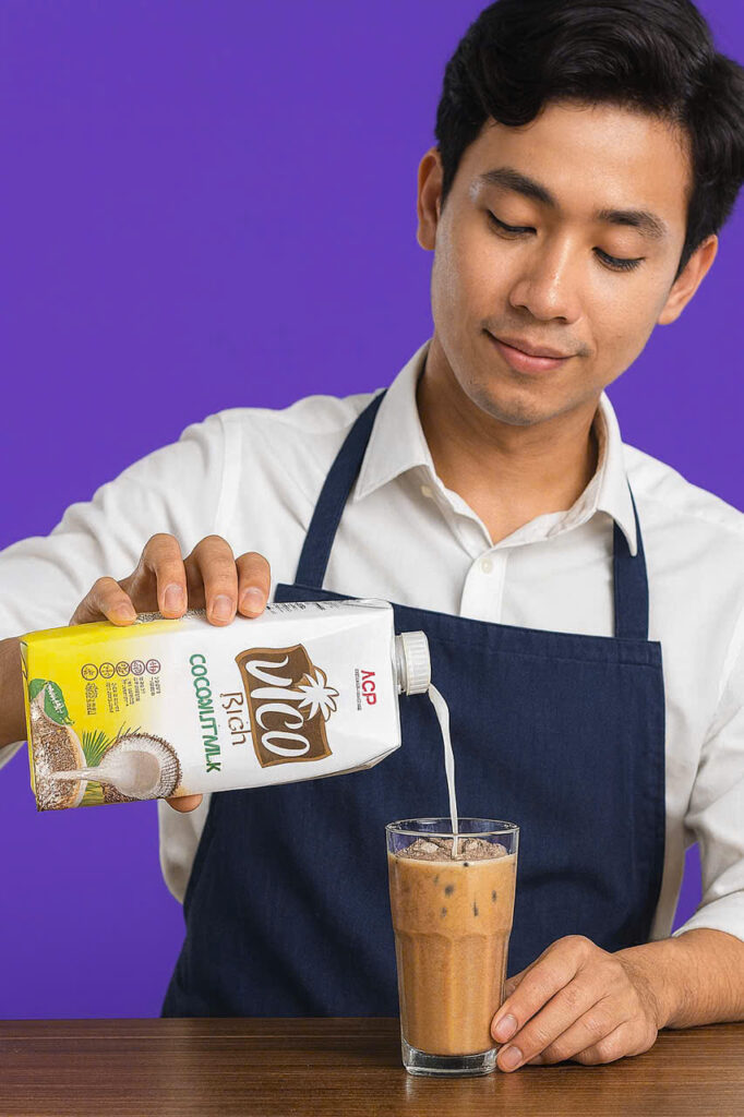 Nước cốt dừa Vico là lựa chọn hoàn hảo cho những ai yêu thích vị béo ngậy, thơm ngọt của dừa tươi Bến Tre