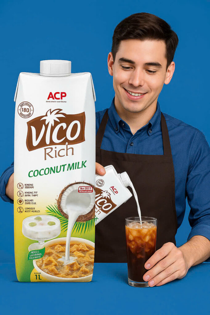 Nước cốt dừa Vico là lựa chọn hoàn hảo cho những ai yêu thích vị béo ngậy, thơm ngọt của dừa tươi Bến Tre
